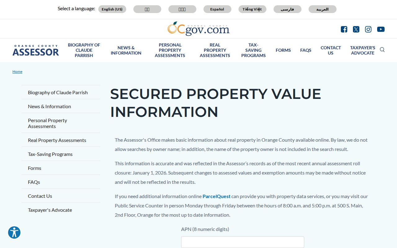 Laguna Beach residents directory Orange County APN property search