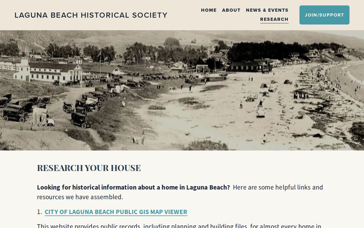 Laguna Beach previous residents house history research guide