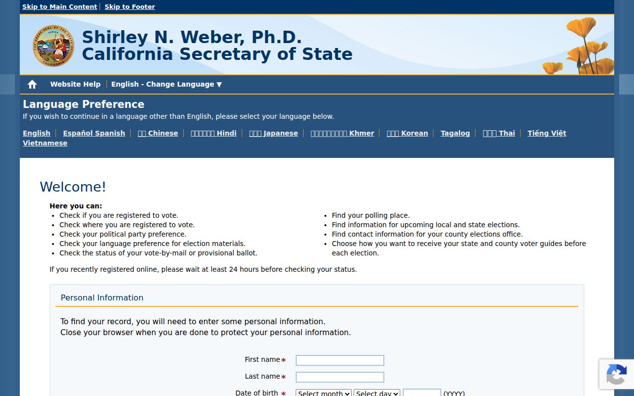 Laguna Beach ZIP code directory California voter status reference